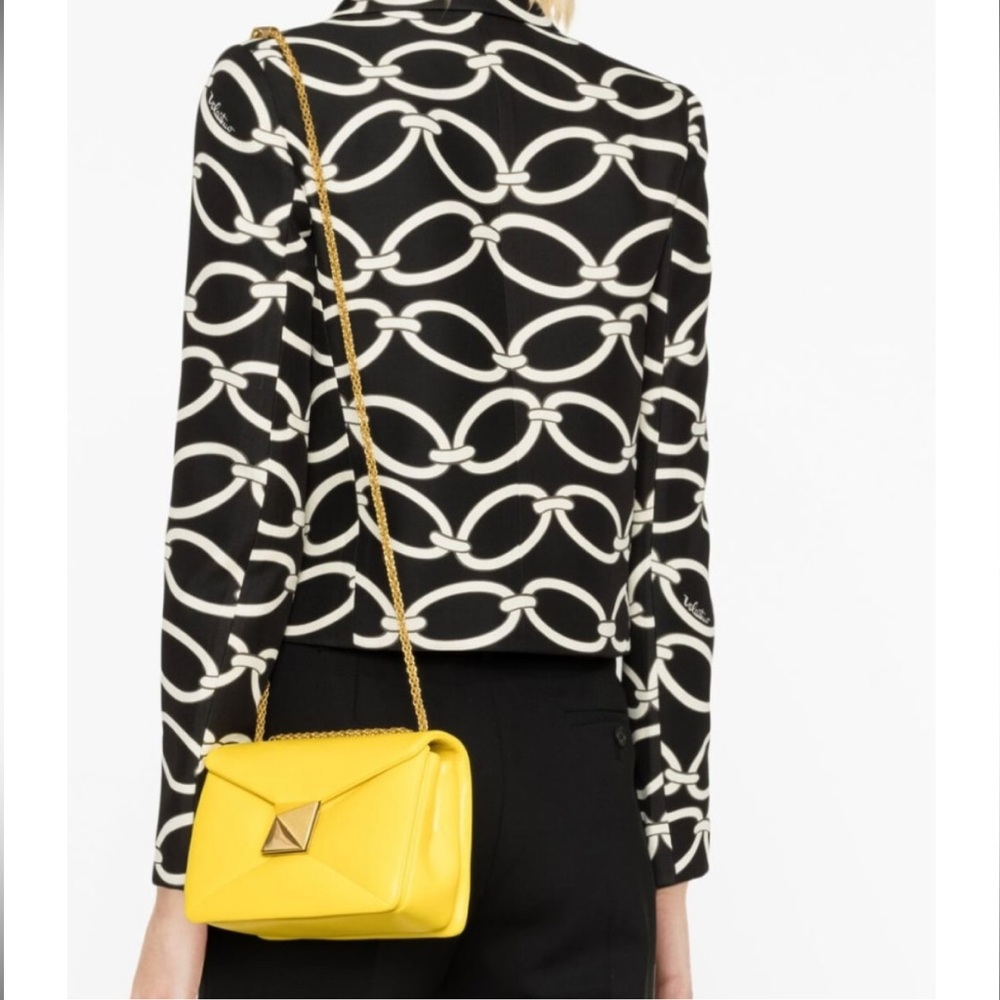Valentino Garavani Yellow One Stud Small Lambskin Leather Shoulder Crossbody Bag